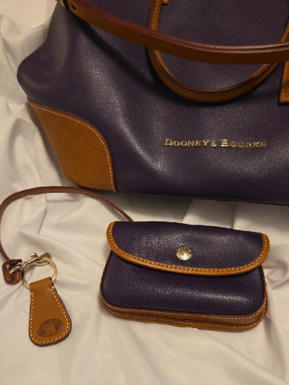Dooney & Bourke Purple Tote with Tan Leather Trim - Picture 9 of 9